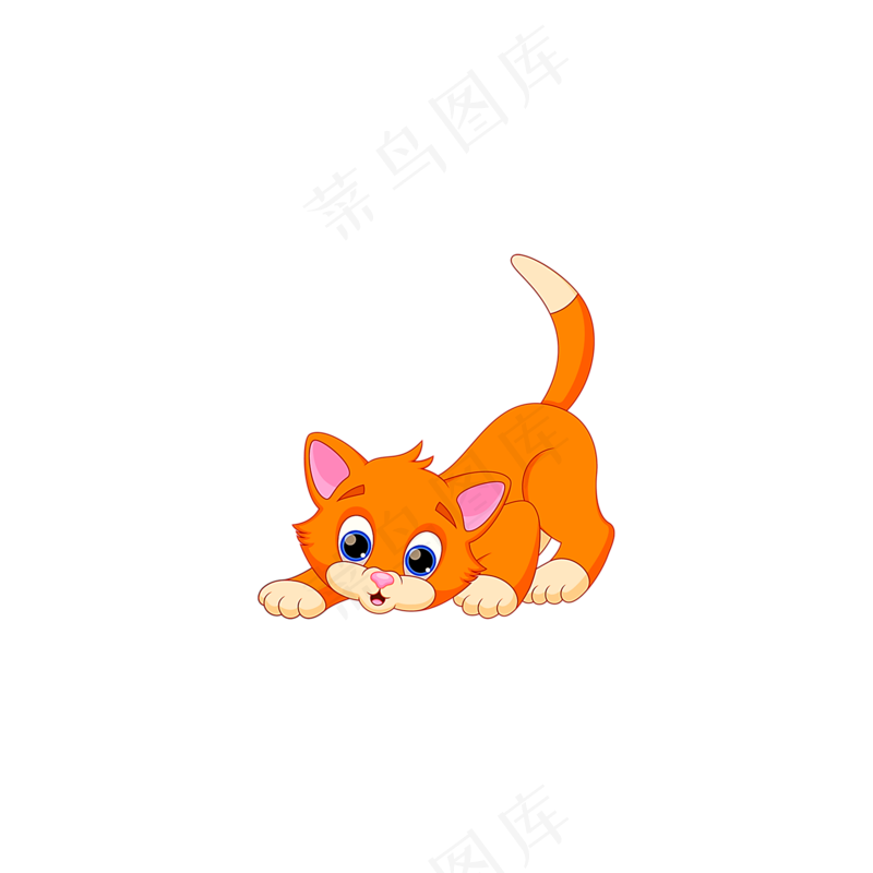 免抠趴着的小猫卡通素材
