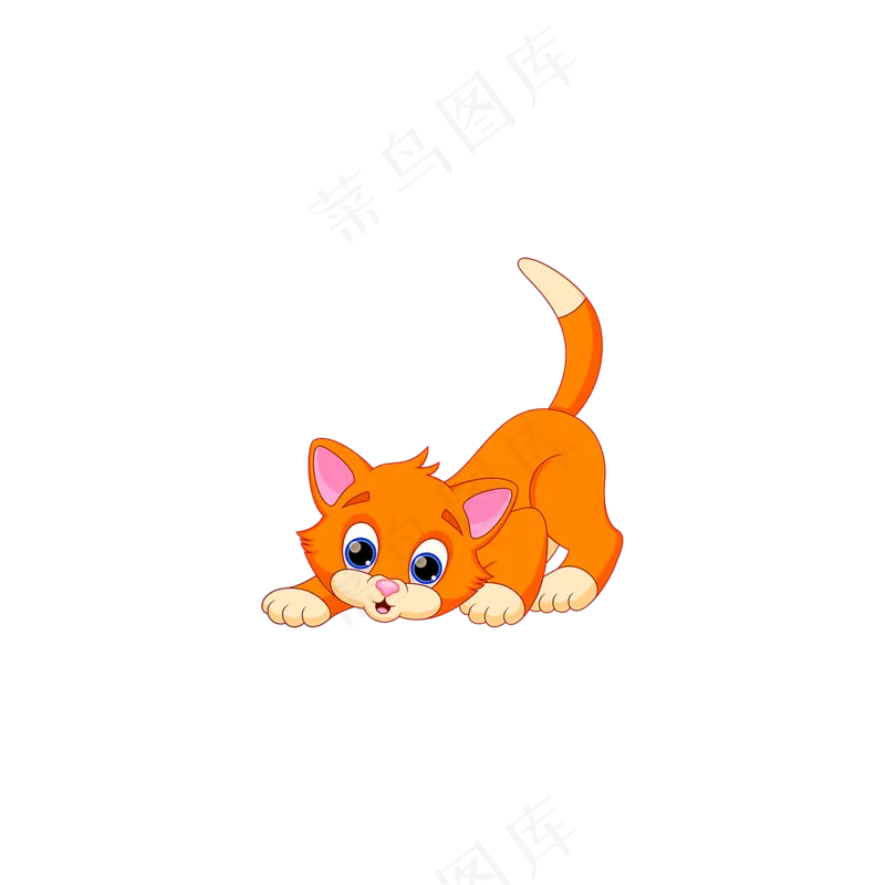 免抠趴着的小猫卡通素材