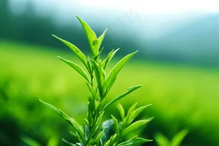 春天抽新芽的茶苗茶叶摄影图