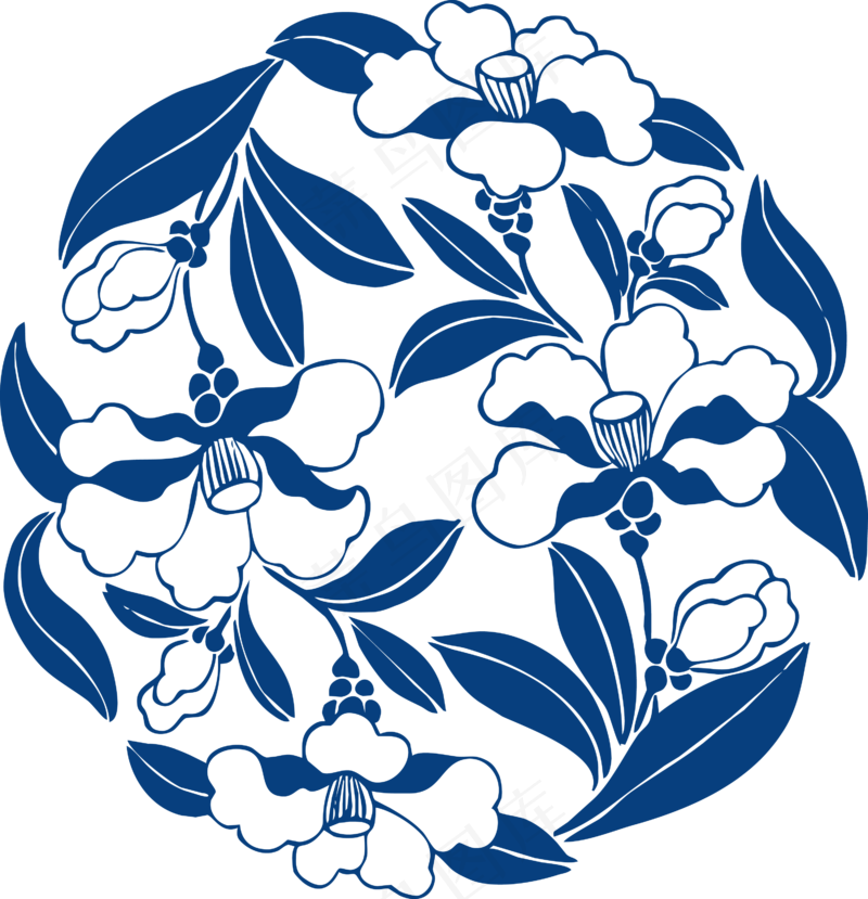 古代青花瓷图案花纹中国风图案祥云纹理传统图腾矢量AI设计免扣素材