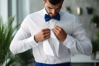 男士白色衬衣优雅时尚摄影图