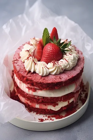 草莓奶油味蛋糕水果蛋糕下午茶美食甜点摄影图