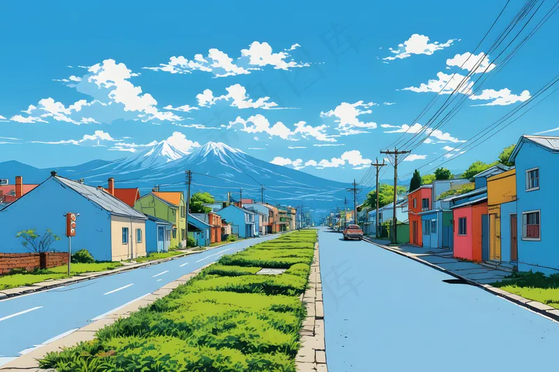 晴朗蓝天磐野小巷道路图片