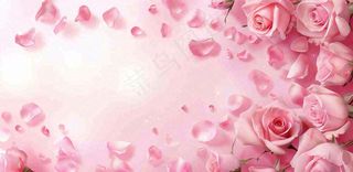粉红背景上的玫瑰花美丽浪漫梦幻爱情情人节七夕摄影图