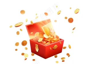 惊喜盒子礼盒金币财富春节新年卡通免抠
