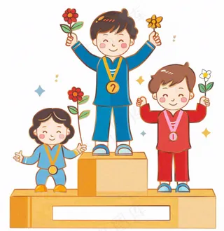 颁奖台运动员领奖比赛卡通插画免抠