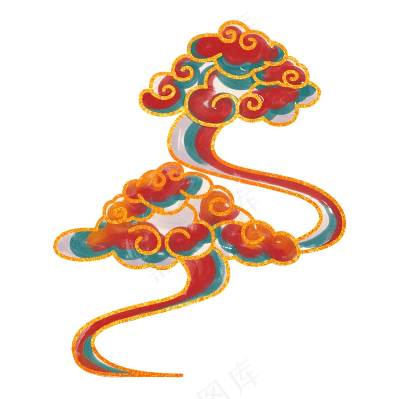 国潮敦煌云纹祥云插画免扣素材 (55)