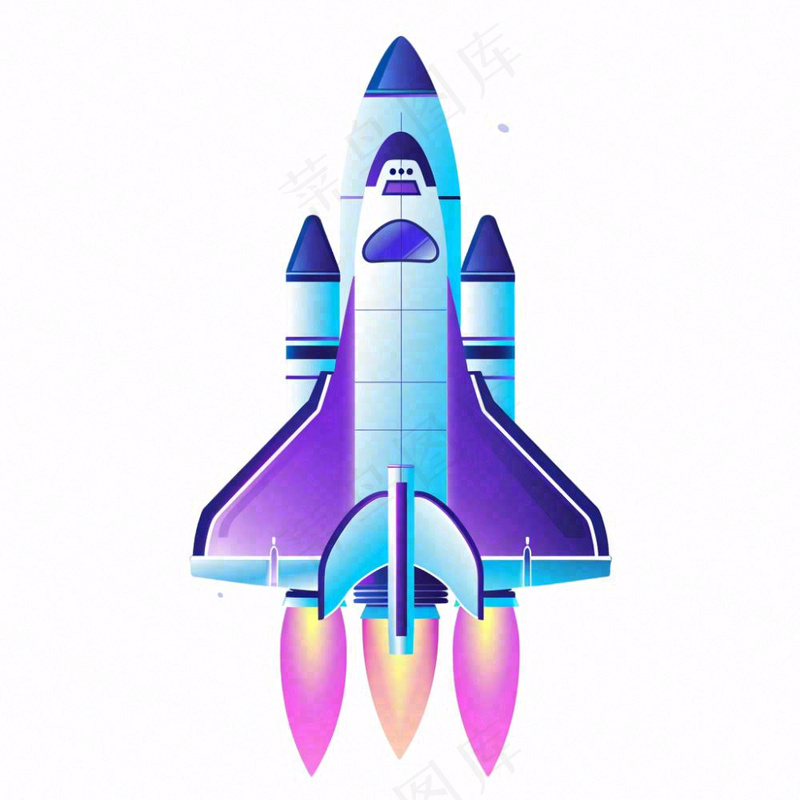 火箭太空航空卡通插画免抠(1024x1024)