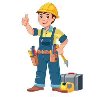维修工人电工劳动卡通插画免抠