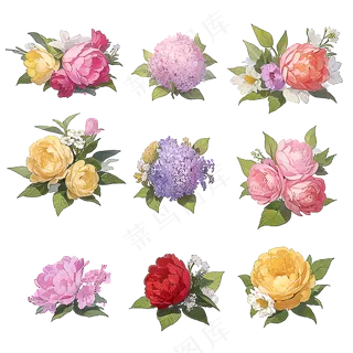 红色黄色粉色玫瑰花免抠素材143