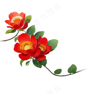 红色 海棠花 手绘 免抠 素材24