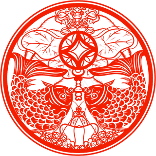 鲤鱼剪纸PNG素材