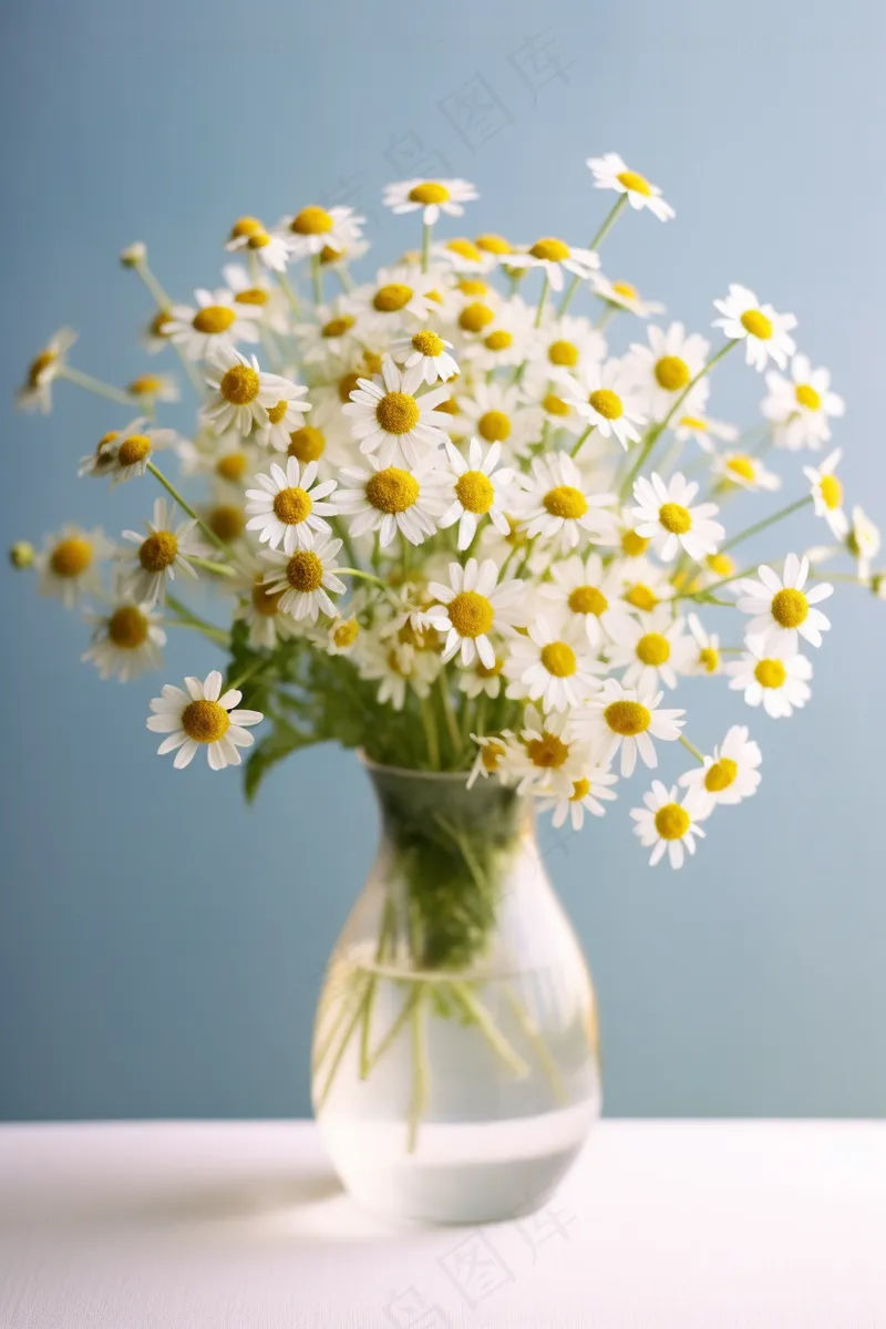 小雏菊白花玻璃花瓶家居摄影图(2688x4032)