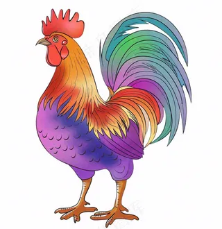 大公鸡彩色卡通插画免抠