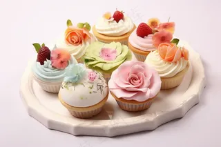 纸杯蛋糕水果蛋糕下午茶美食甜点摄影图