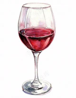 红酒杯高脚杯水彩画插画免抠