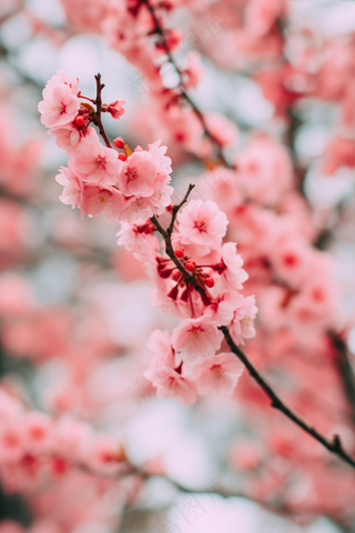 春天粉色樱花树摄影图