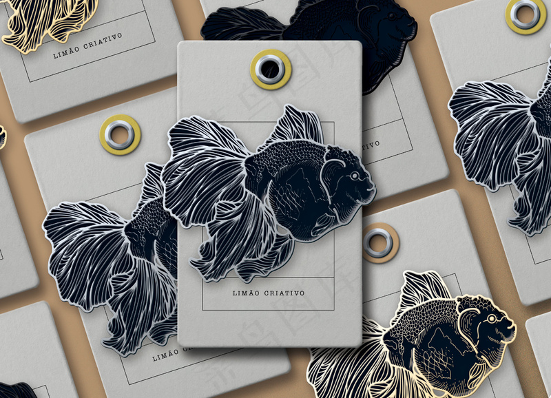 简约背景鎏金金属挂件样机2