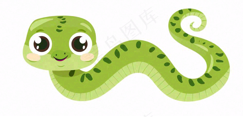 蛇爬行动物十二生肖绿色卡通插画免抠(1584x768)