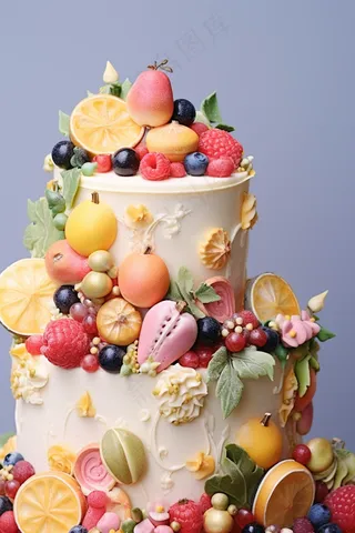 生日蛋糕水果蛋糕奶油节日甜点摄影图