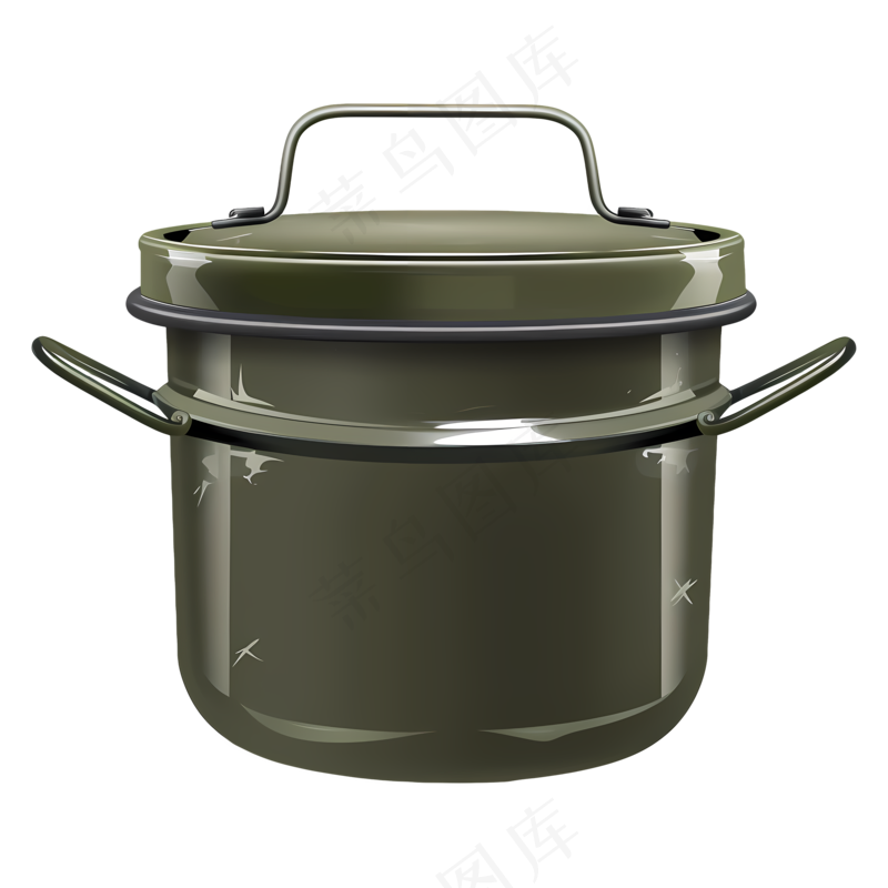 免抠一个绿色卡通煲锅