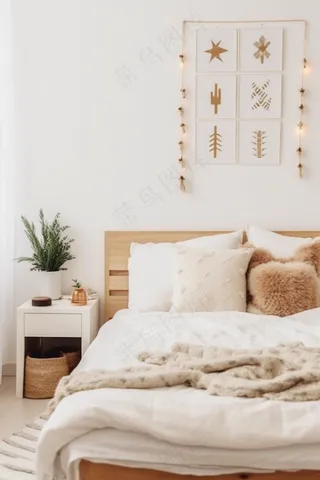 卧室装饰日系风装修室内摄影图 