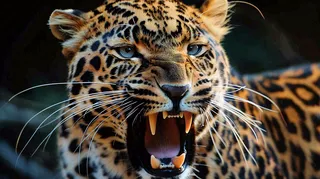 凶猛的猎豹呲牙 保护动物摄影图