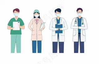 医生一群医务工作者卡通插画免抠