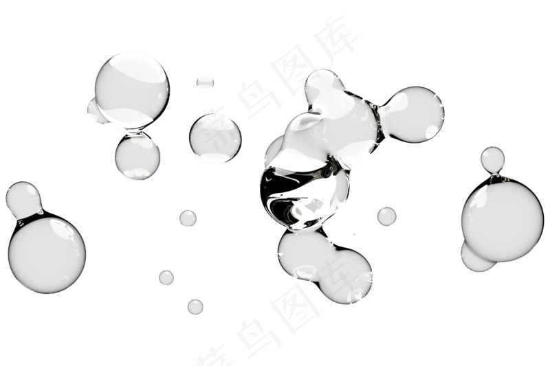 高清日系极简逼真透明水滴液体气泡水珠空气感png免扣素材 (