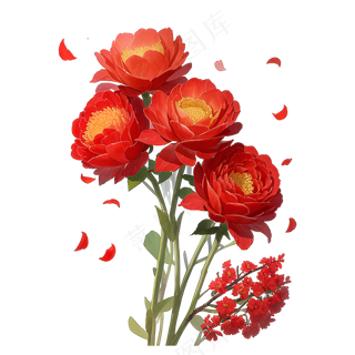 红色海棠花写实手绘练习作品26