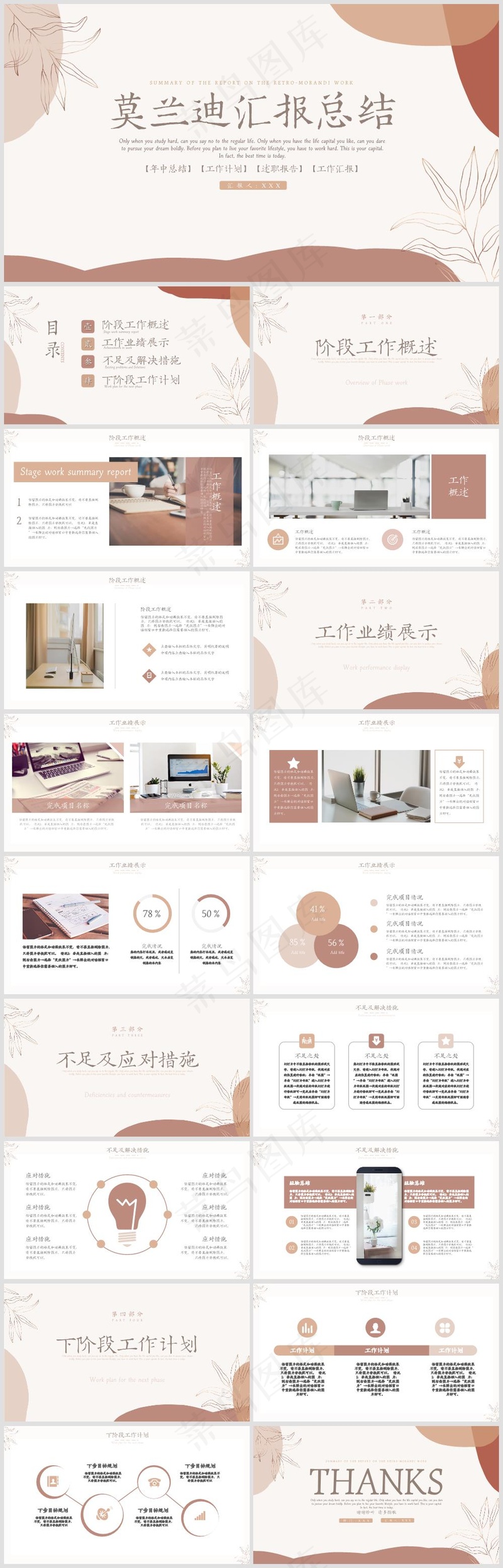 PPT模板丨莫兰蒂色系丨述职报告丨工作总结018