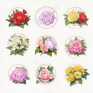 红色黄色粉色玫瑰花免抠素材195