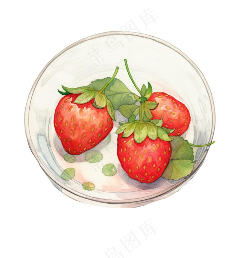 草莓碗卡通插画免抠(1024x1088)