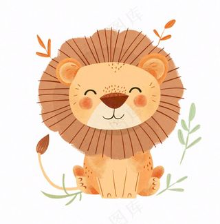 狮子动物卡通插画免抠