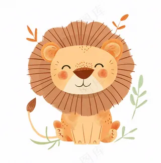 狮子动物卡通插画免抠