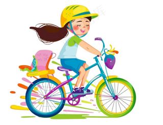 骑自行车的学生运动彩色卡通插画免抠