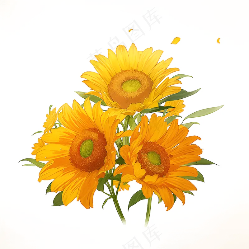 黄色向日葵花朵免抠素材46