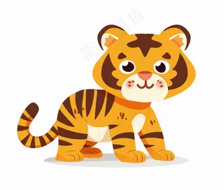 老虎动物卡通插画免抠