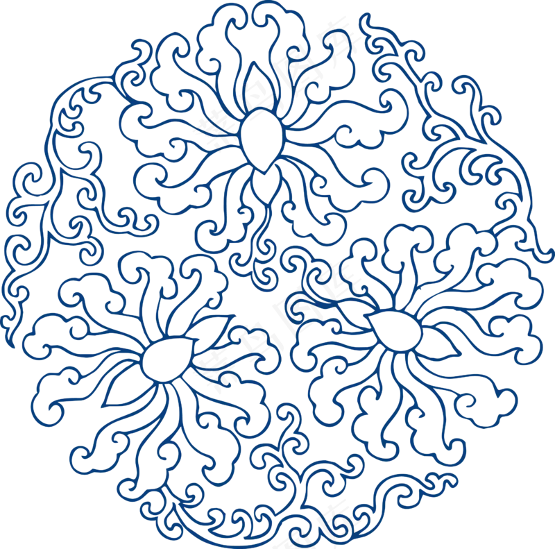 古代青花瓷图案花纹中国风图案祥云纹理传统图腾矢量AI设计免扣素材