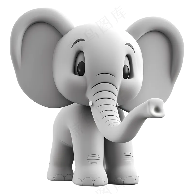 免抠灰色卡通大象