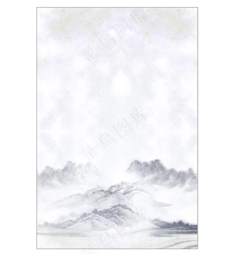水墨山水画背景psd模版下载