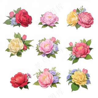 红色黄色粉色玫瑰花免抠素材61