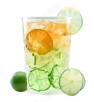 夏日柠檬水苏打汽水冰镇饮料免抠
