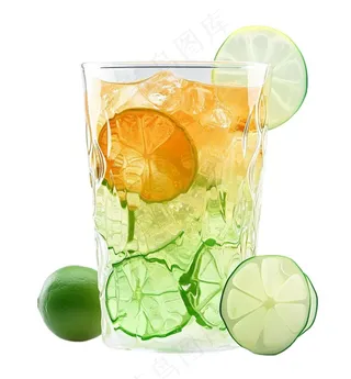 夏日柠檬水苏打汽水冰镇饮料免抠