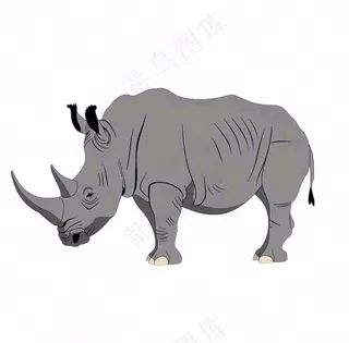 大犀牛动物卡通插画免抠