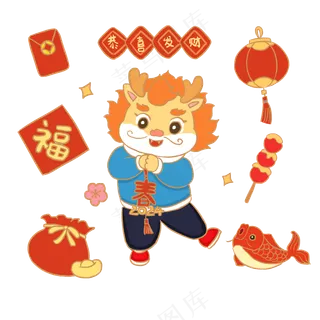 龙年国潮贴纸23psd 源文件 设计 免扣素材