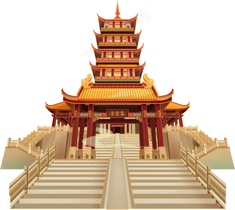 国风鼓楼宝塔素材1psd模版下载