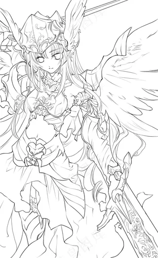 古风线稿丨PPT插画丨手绘线稿丨国风美女025