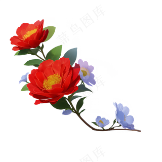 红色 海棠花 手绘 免抠 素材30