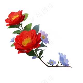 红色 海棠花 手绘 免抠 素材30